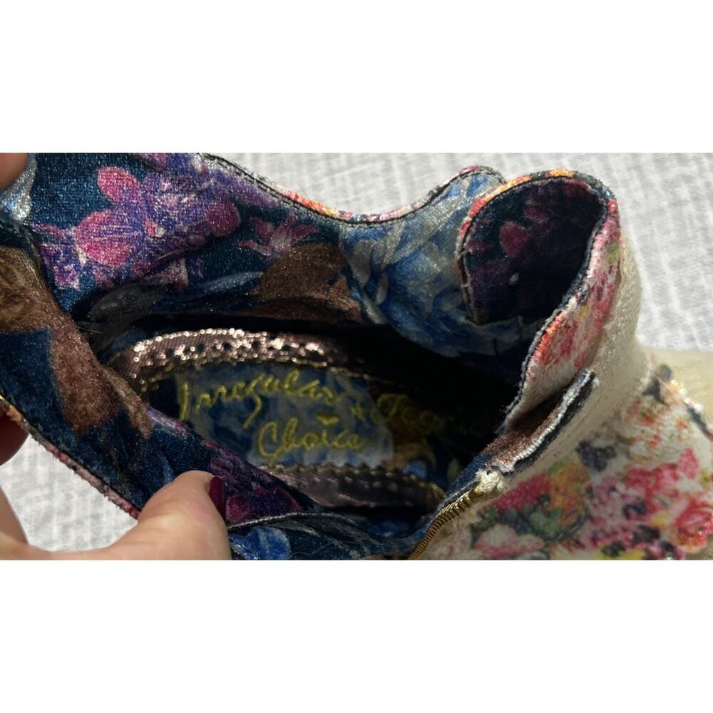 Irregular Choice Miaow Heeled Ankle Boots 38 / 7.5 Cat Floral Brocade Whimsy - Picture 9 of 11